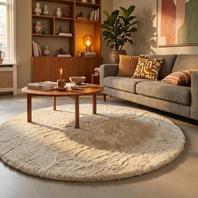 Rond Hoogpolig vloerkleed - Comfy Supreme Creme