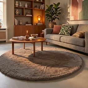 Rond Hoogpolig vloerkleed - Comfy Supreme Taupe