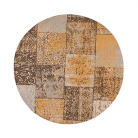Rond patchwork vloerkleed - Dreams Okergeel - product