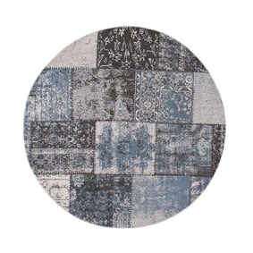 Rond patchwork vloerkleed - Dreams Grijs/Blauw - product