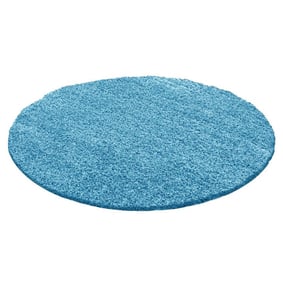 Rond Hoogpolig vloerkleed - Solid Turquoise - product