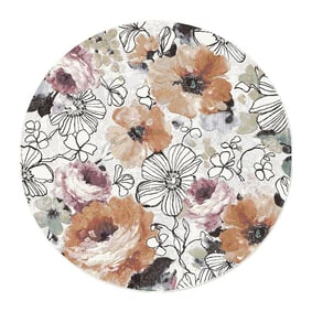 Rond Bloemen vloerkleed - Roos Multicolor - product