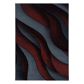 Modern vloerkleed - Streaky Waves Rood/Zwart - product