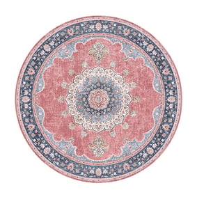 Rond vintage vloerkleed - Lily Medaillon Rood Roze - product
