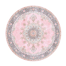 Rond vintage vloerkleed - Lily Medaillon Roze - product