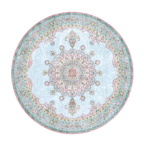 Rond vintage vloerkleed - Lily Medaillon Lichtblauw - product
