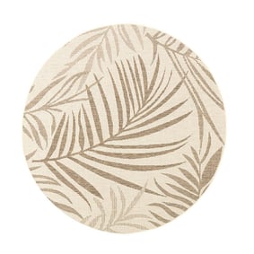 Rond jute buitenkleed - Nomad Leaves Creme - product