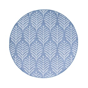 Rond buitenkleed - Summer Leaves Blauw - product