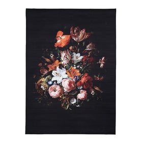 Bloemen vloerkleed - Florine Zwart Oranje - product