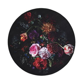 Rond bloemen vloerkleed - Florine Zwart/Roze - product