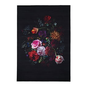 Bloemen vloerkleed - Florine Zwart Roze - product