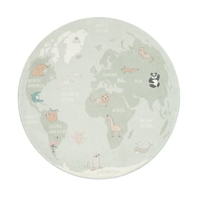Rond kindervloerkleed - Globe Mint - product