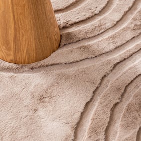 Rond hoogpolig vloerkleed - Carvy Arches Taupe - product
