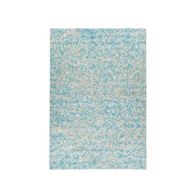 Leren patchwork vloerkleed - Filz 100 Turquoise/Goud - product