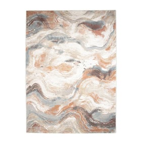 Abstract vloerkleed - Xavier Wave Blauw/Rood - product
