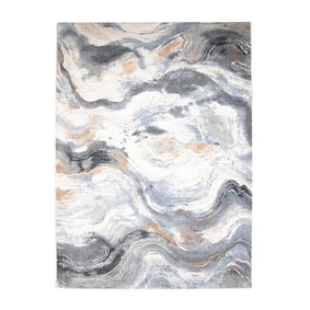 Abstract vloerkleed - Xavier Wave Blauw/Grijs - product