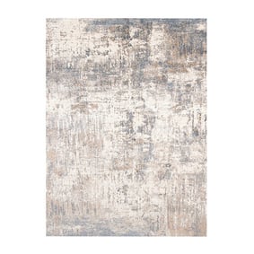 Wasbaar abstract vloerkleed - Misha Grunge Creme/Grijs  - product