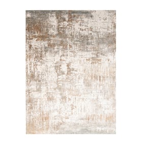 Wasbaar abstract vloerkleed - Misha Grunge Creme/Bruin  - product