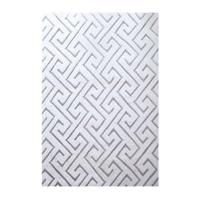 Zacht geometrisch vloerkleed - Vellion Maze Wit/Beige - product