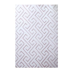 Zacht geometrisch vloerkleed - Vellion Maze Wit/Roze - product