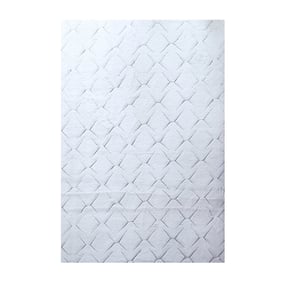 Zacht geometrisch vloerkleed - Vellion Square Wit/Zilver - product