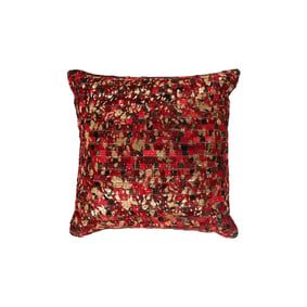 Leren patchwork kussen - Filz 100 Rood/Goud - product