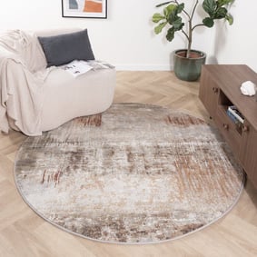 Rond abstract vloerkleed - Xavier Scratch Taupe/Rood