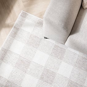 Duurzaam laagpolig vloerkleed - Lykke Checkerboard Creme/Wit - product