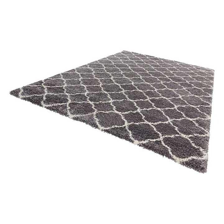 Hoogpolig vloerkleed - Hamar Ringen Grijs/Creme - 2
