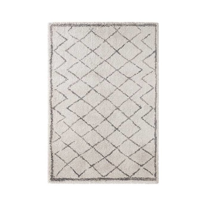 Hoogpolig vloerkleed - Hamar Diamond Creme/Grijs - 1