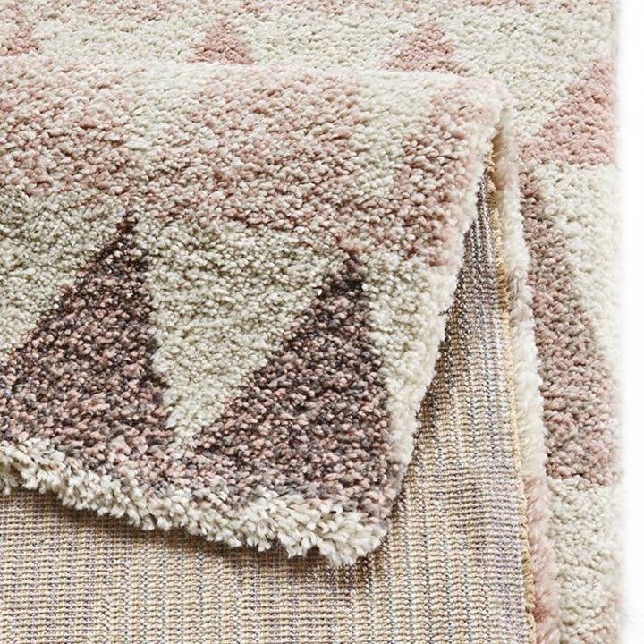 Hoogpolig vloerkleed - Allure Triangel Creme/Roze - 3