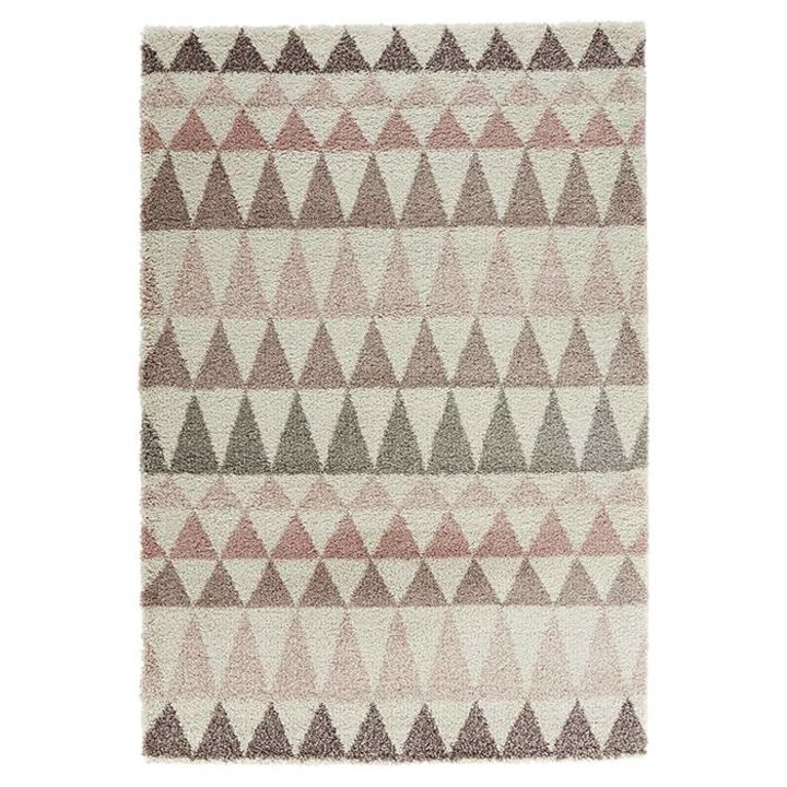 Hoogpolig vloerkleed - Allure Triangel Creme/Roze - 1