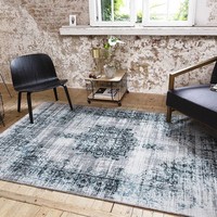Vintage vloerkleed - Classic Antraciet/Blauw