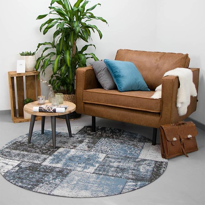 Rond patchwork vloerkleed - Dreams Grijs/Blauw - 5