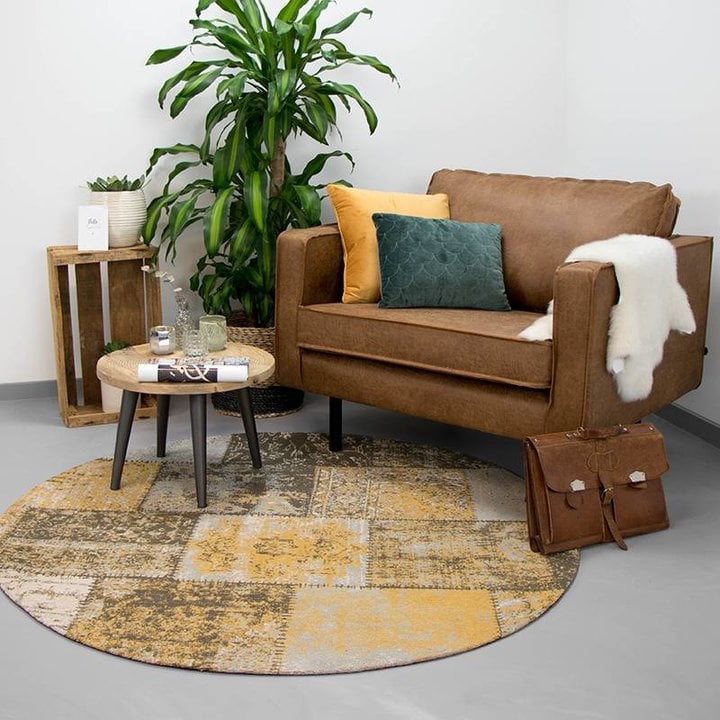 Rond patchwork vloerkleed - Dreams Okergeel - 5