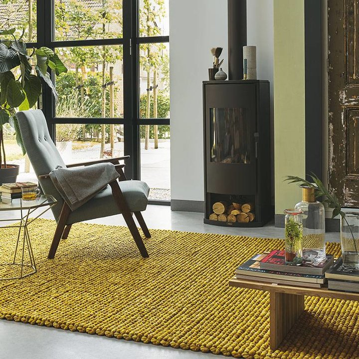 Wollen vloerkleed - Cobble  Okergeel 29206