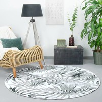 Rond vloerkleed - Palmier Leaves Grey