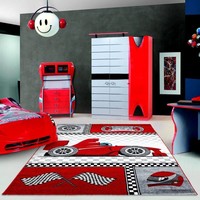 Kindervloerkleed - Mila Auto Rood