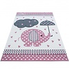 Kindervloerkleed - Anna Olifant Paraplu Roze