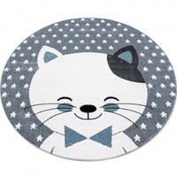 Rond Kindervloerkleed - Anna Kat blauw 