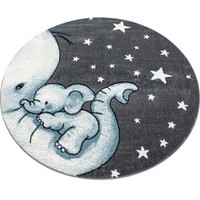 Rond Kindervloerkleed - Anna Olifant Blauw 