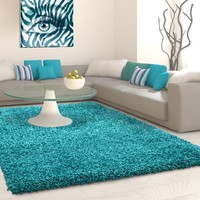 Hoogpolig vloerkleed - Life Turquoise