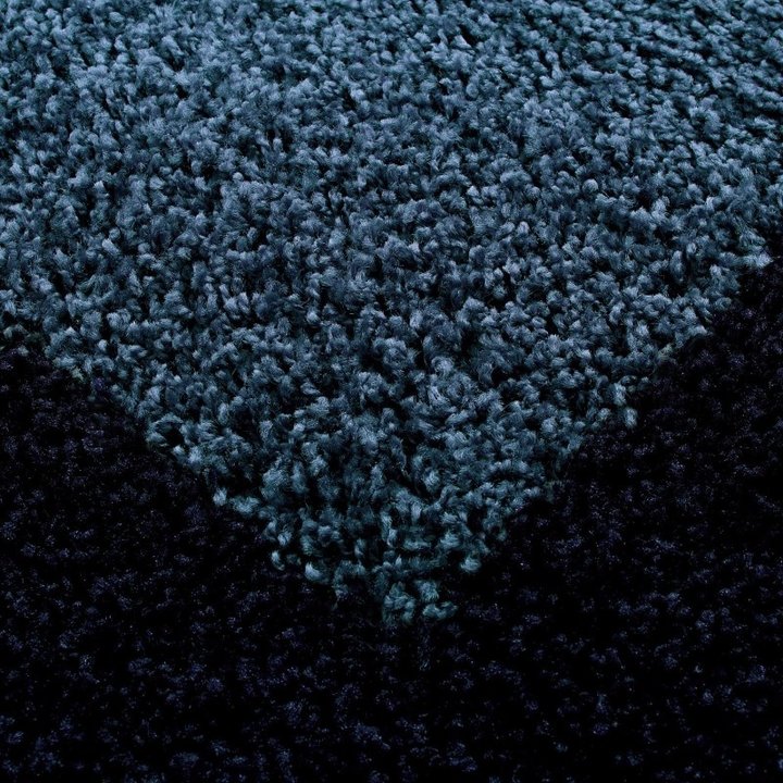 Rond Hoogpolig vloerkleed - Edge Blauw - 2