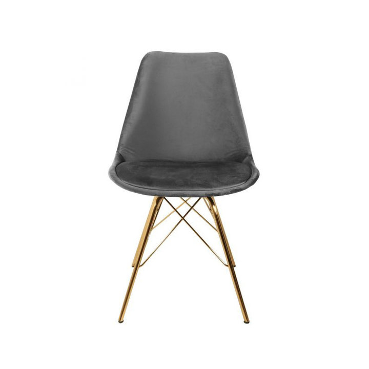 Stoel Velvet Donkergrijs - Goud frame - 2