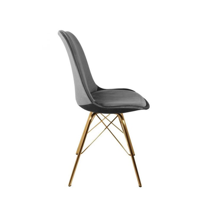 Stoel Velvet Donkergrijs - Goud frame - 1