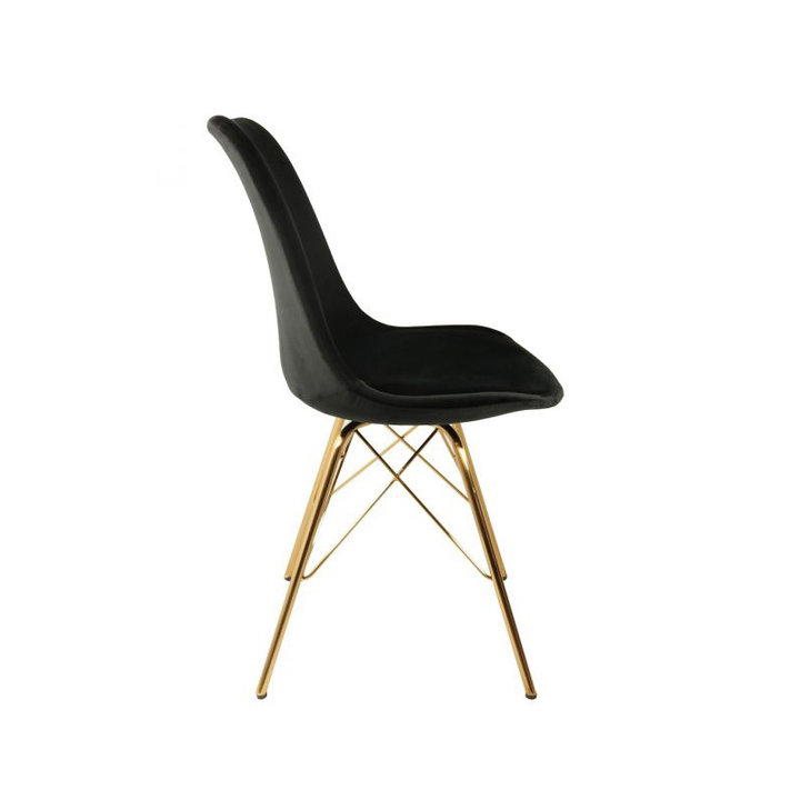 Stoel Velvet Zwart - Goud frame - 1