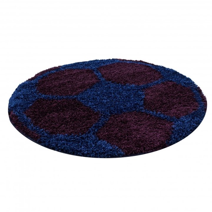 Rond Hoogpolig vloerkleed - Fun Blauw - 1