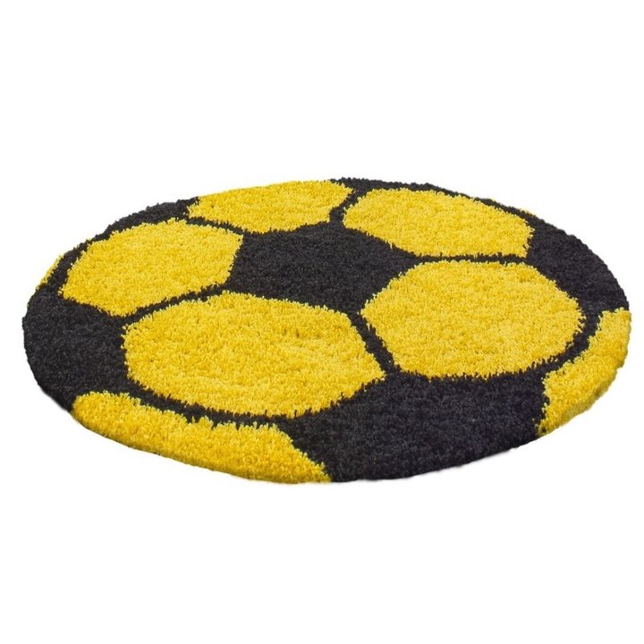 Rond Hoogpolig vloerkleed - Fun Geel - 1