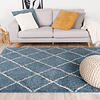 Hoogpolig vloerkleed - Grand Lines Blauw/Creme