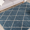 Hoogpolig vloerkleed - Grand Lines Blauw/Creme